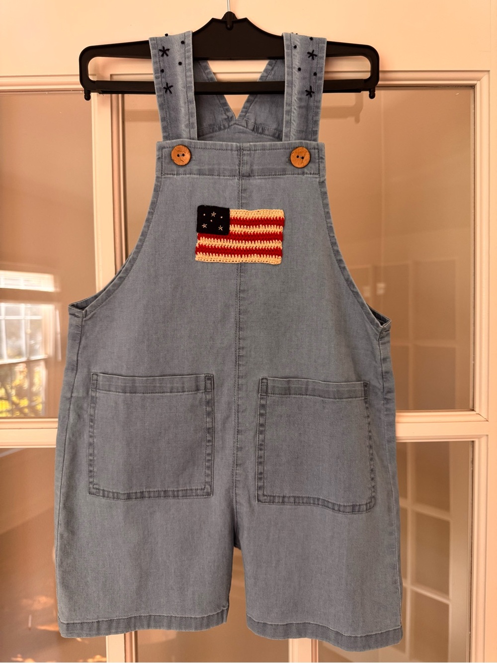 Toddler Overalls USA Flag - Embroidered